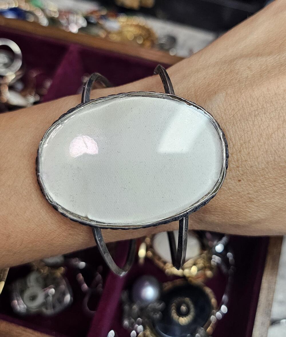 Sterling Silver Picture Cuff Bracelet: Photo Frame Jewelry, Size 7